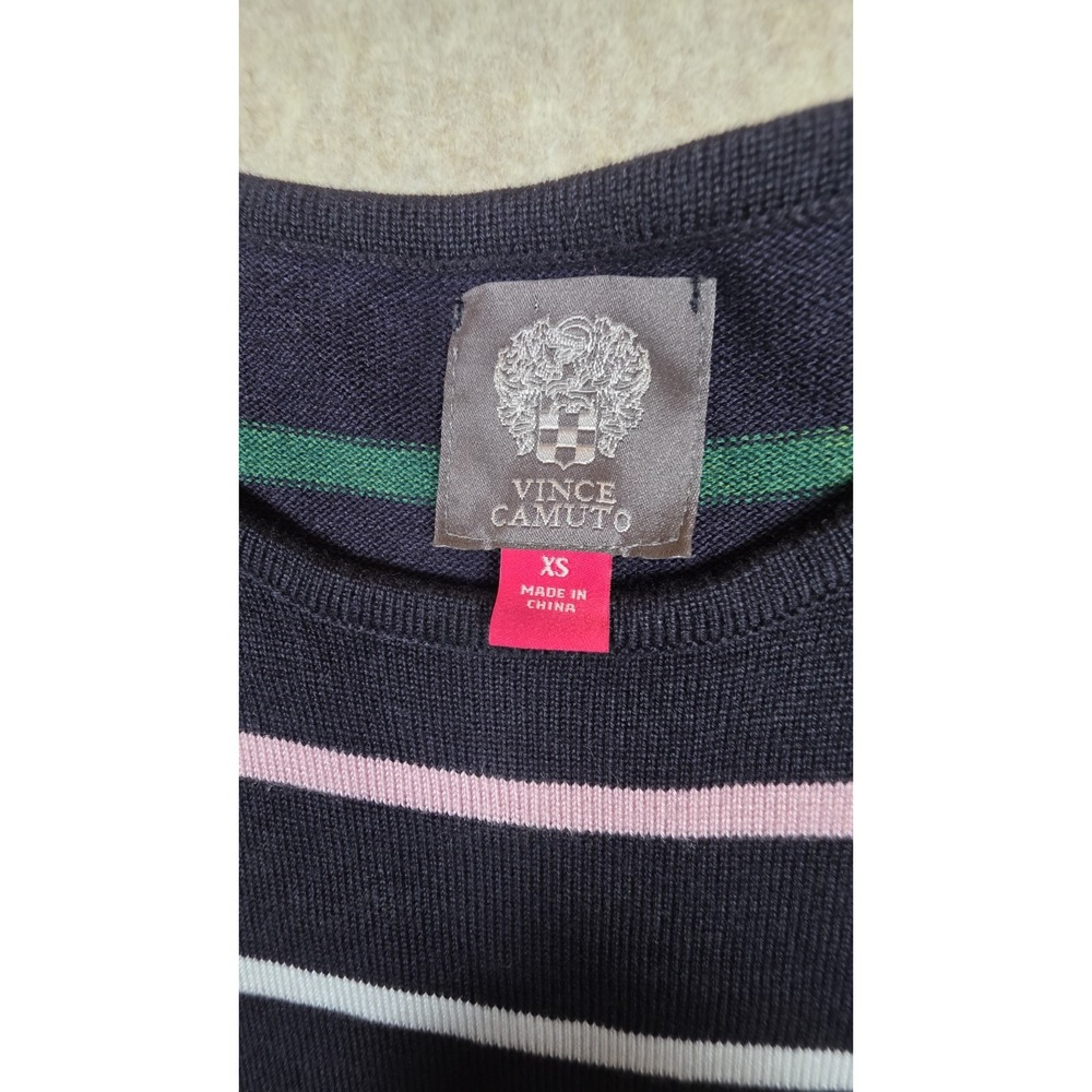 Vince Camuto Sweater Dress Knee Length A-line Stripe Rainbow Stretch XS - Picture 4 of 9
